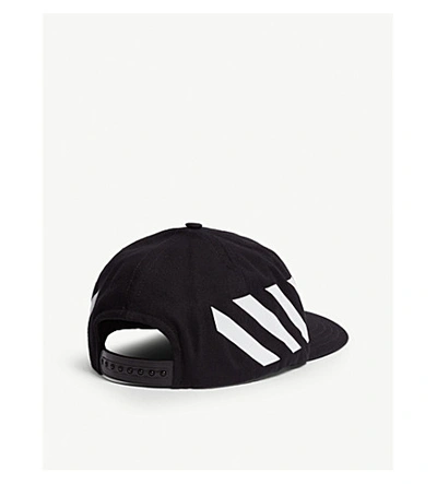 Shop Off-white Logo-print Cotton Snapback Cap In Black White