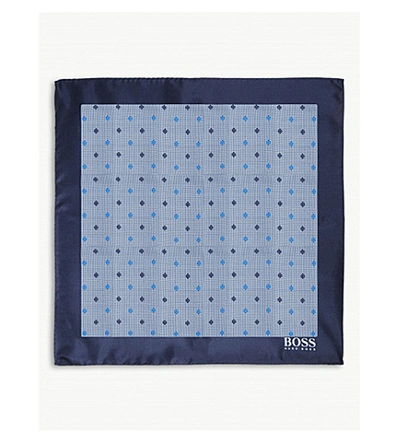 Shop Hugo Boss Pocket Square In Open Blue