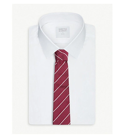Shop Hugo Boss Striped Jacquard Silk Tie In Medium Pink