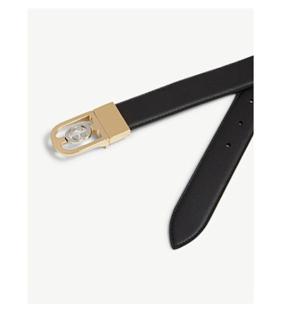 Shop Gucci Reverisble Leather Belt In Black Brown