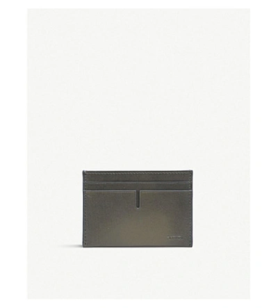 Shop Tumi Id Lock Leather Card Case In Green Burnished
