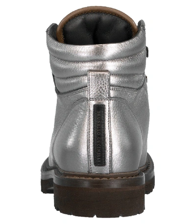 Shop Brunello Cucinelli Metallic Hiker Boot In Silver