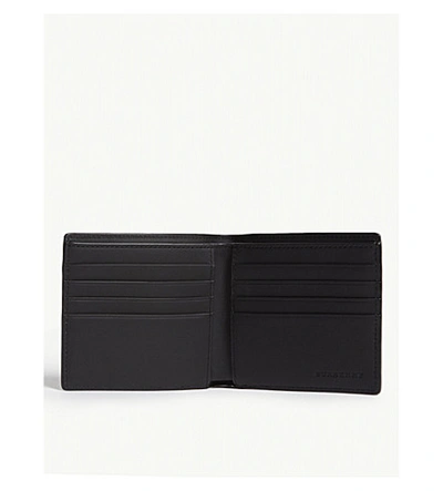Shop Burberry Leather Billfold Wallet In Charcoal Black