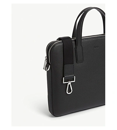 Shop Hugo Boss Leather Flight Bag In Black