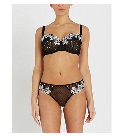 Shop Aubade Wandering Comfort Embroidered Stretch-tulle And Lace Bra In Parisienne