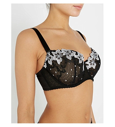 Shop Aubade Wandering Comfort Embroidered Stretch-tulle And Lace Bra In Parisienne