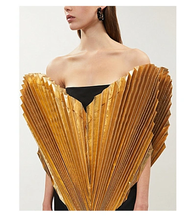 Shop Attico Metallic Heart Cotton-twill Mini Dress In Black Gold