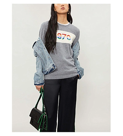 Shop Bella Freud 1970 Rainbow Cashmere-blend Jumper In Grey Marl