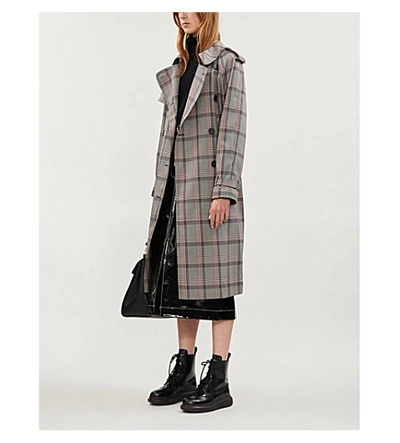 Shop Stella Mccartney Checked Woven Trench Coat In Black