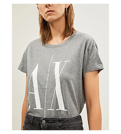 Shop Armani Exchange Logo-printed Cotton-jersey T-shirt In Grey