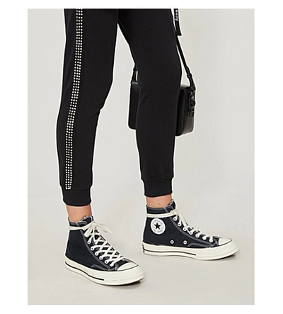 Shop The Kooples Embellished Trim Cotton-jersey Joggers In Bla01