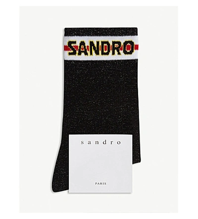 Shop Sandro Glitter Socks In Black