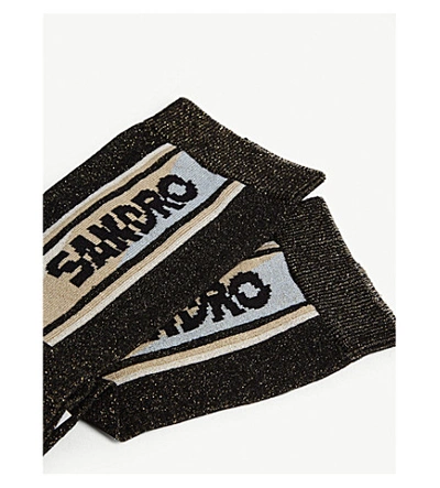 Shop Sandro Logo Glitter Ankle Socks In Black