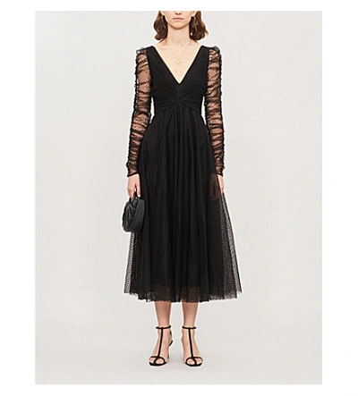 Black polka dot tulle layered ballet inspired dress with lace up shoes