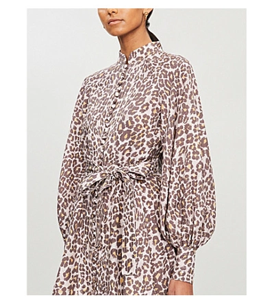 Shop Zimmermann Sabotage Leopard-print Silk Mini Dress In Soft Leopard