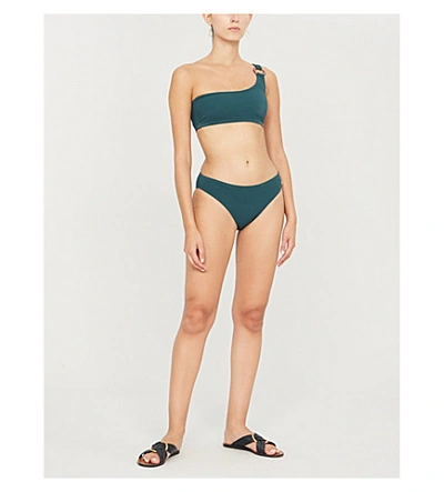 Shop Whistles Tort One-shoulder Bikini Top In Dark Green