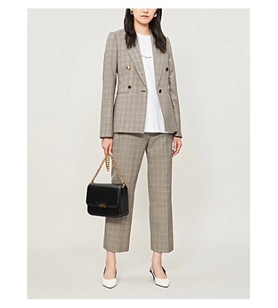 Shop Stella Mccartney Double-breasted Prince Of Wales Checked Wool Jacket In Black