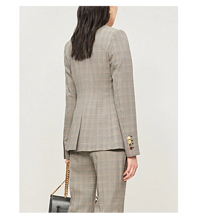 Shop Stella Mccartney Double-breasted Prince Of Wales Checked Wool Jacket In Black