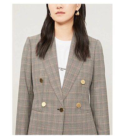 Shop Stella Mccartney Double-breasted Prince Of Wales Checked Wool Jacket In Black