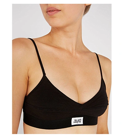 Shop Les Girls Les Boys Triangle Stretch-cotton Bra In Black