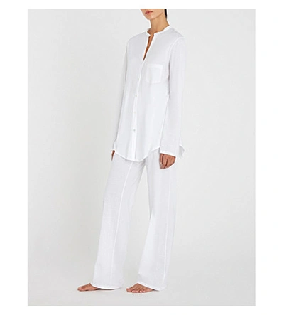 Shop Hanro Deluxe Cotton-jersey Pyjama Set In White