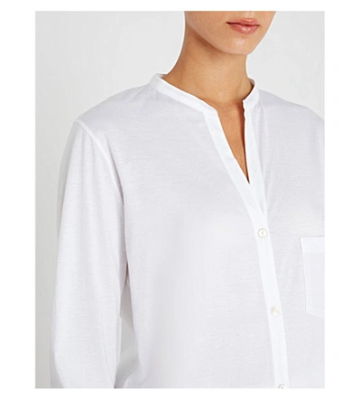 Shop Hanro Deluxe Cotton-jersey Pyjama Set In White