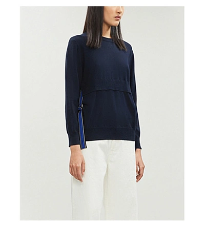 Claudie Pierlot Motivate Wool cotton Blend Jumper In Navy ModeSens