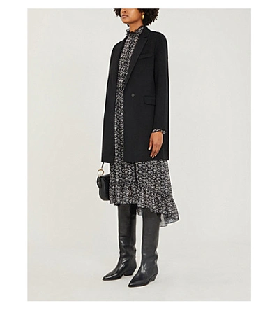 Shop Maje Galami Relaxed-fit Wool-blend Coat In Black