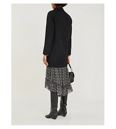Shop Maje Galami Relaxed-fit Wool-blend Coat In Black
