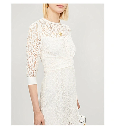 Shop Sandro Embroidered-lace Mini Dress In Nude