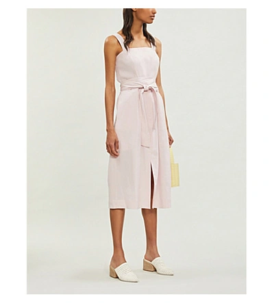 Shop Vince Sleeveless Linen-blend Dress In Rosa Seco
