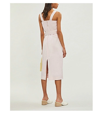 Shop Vince Sleeveless Linen-blend Dress In Rosa Seco