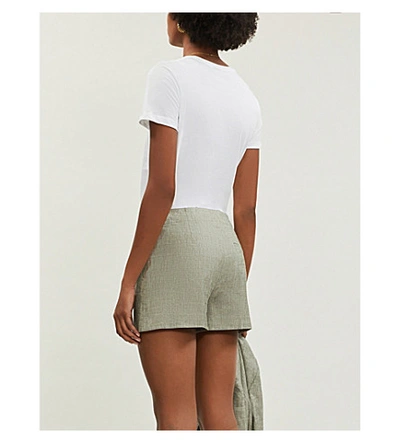 Shop Theory High-waist Linen Shorts In Cargo Melange