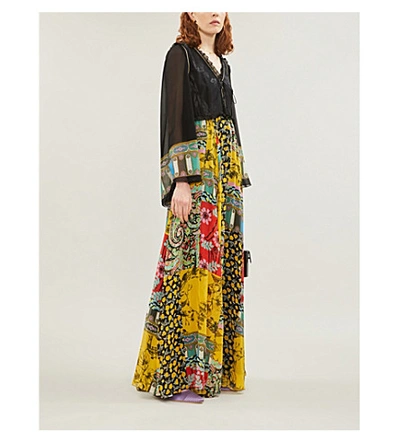 Shop Etro Wiltshire Floral-print Silk-blend Dress In Yellow