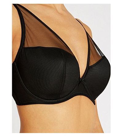 Shop Aubade Nudessence Mesh Comfort Plunge Bra In Noir