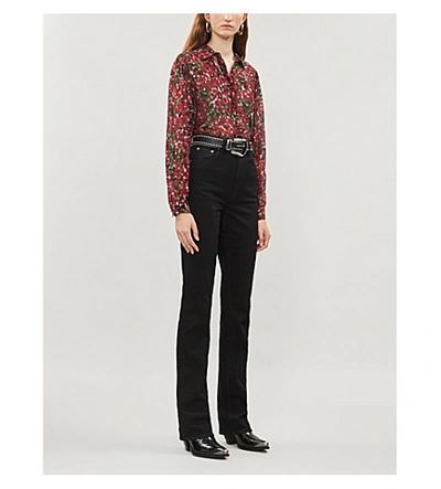 Shop The Kooples Floral-print Crepe Shirt In Bur01