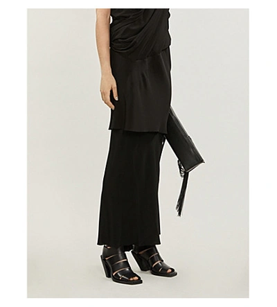 Shop Rick Owens Crepe And Silk-blend Maxi Skirt In Black