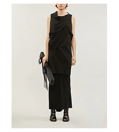 Shop Rick Owens Crepe And Silk-blend Maxi Skirt In Black