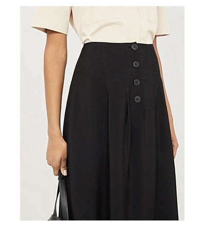 Shop Whistles Tian High-waist A-line Twill Midi Skirt In Black