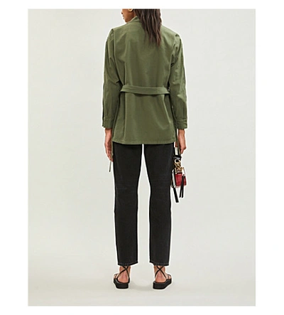 Shop Sandro Cotton Utility Jacket In Olive Green