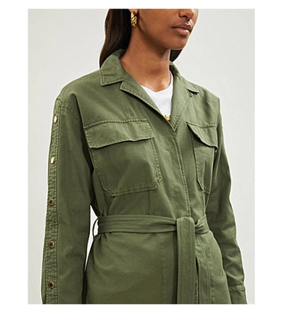 Shop Sandro Cotton Utility Jacket In Olive Green