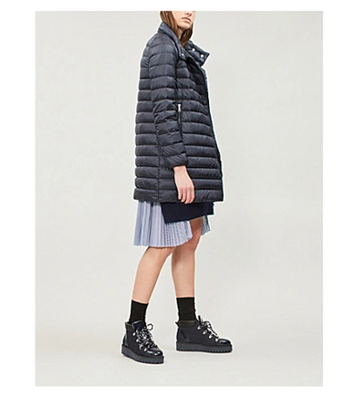 Moncler Berlin Quilted Shell Coat In Navy Blue | ModeSens