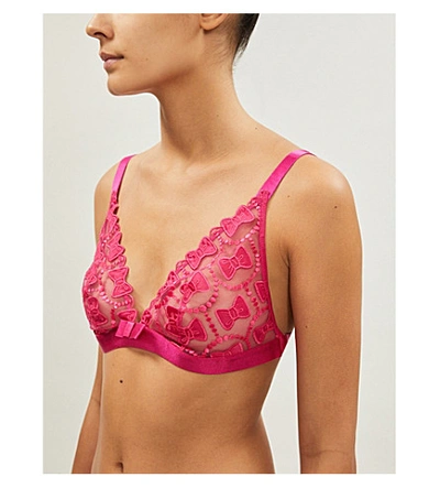 Shop Aubade X Viktor & Rolf Bow-detail Lace Bra In Bonbon