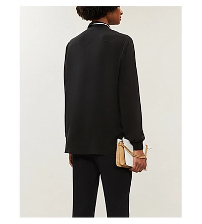 Shop Givenchy Self-tie Logo-print Silk-crepe Shirt In Black
