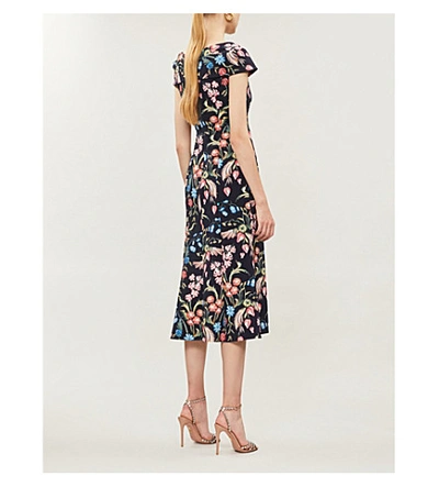 Shop Peter Pilotto Floral-print Stretch-crepe Midi Dress In Flower Field Navy