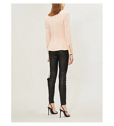 Shop Alexandre Vauthier Double-breasted Wool-blend Tweed Blazer In Powder