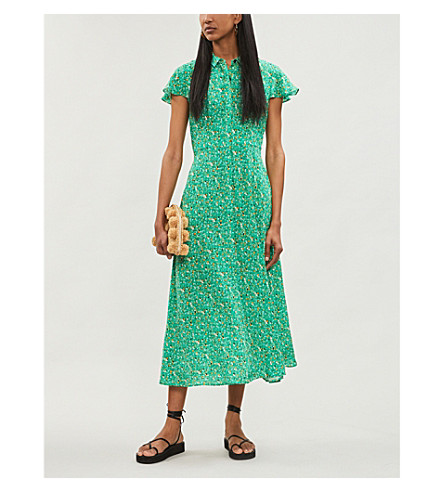 whistles green midi dress