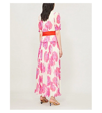 Shop Diane Von Furstenberg Breeze Floral-print Silk Wrap Dress In Kimono Leaf Almond Multi