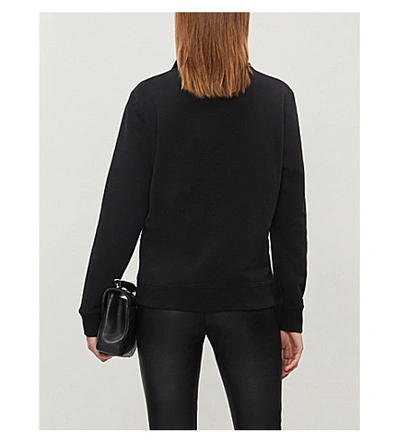 Shop Saint Laurent Metallic Logo-print Cotton-jersey Sweatshirt In Noir Argent