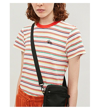 Shop Stussy Striped Cotton-jersey T-shirt In Off White